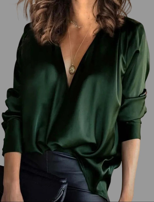 Women's Blouse | Draped V Neck Relaxed Fit