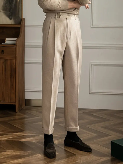 British Style Pleated Trousers for Formal Occasions