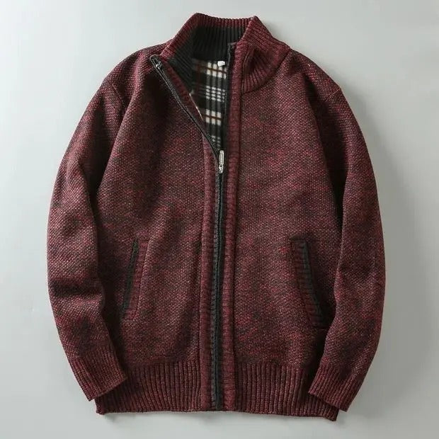 Men's Plaid Shirt Jacket Full Zip Ribbed Collar with Brushed Lining 15