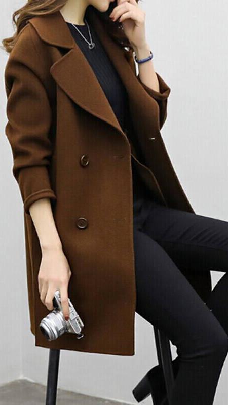 Women's Long Trench Coat | Double-Breasted & Warm 3