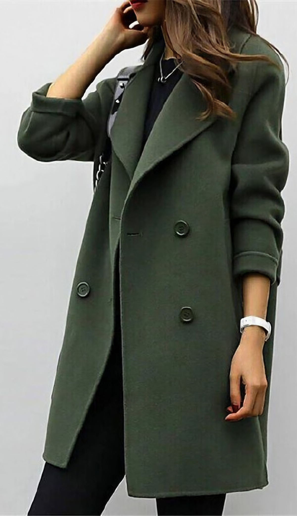 Women's Long Trench Coat | Double-Breasted & Warm 2