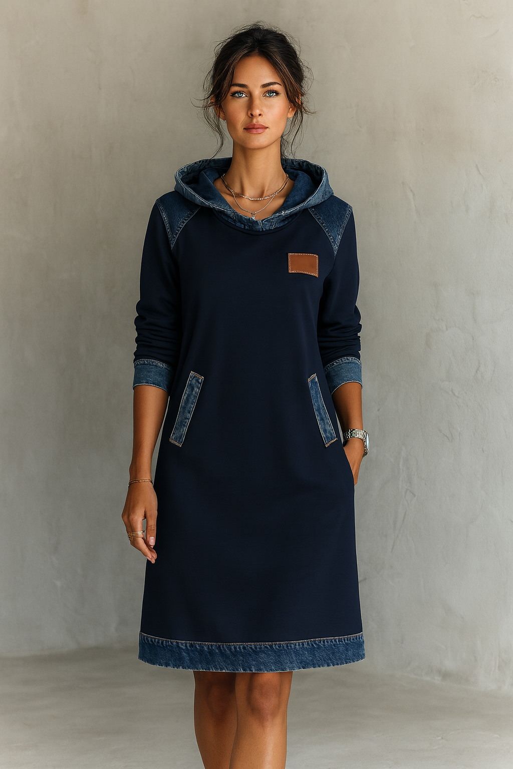 Women's Hooded Dress Relaxed Fit Casual Sweatshirt Style 10
