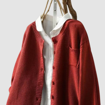 Women's Relaxed Fit Knit Cardigan Chest Pocket Jumper 7