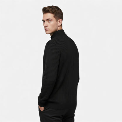 Men's Zip Up Knit Jumper Thermal Sweater Flexible Fit 3