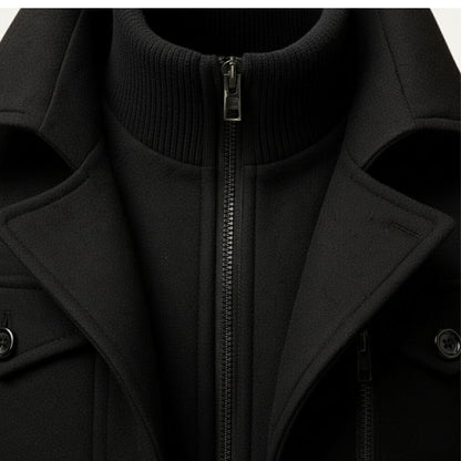 Men's Slim Fit Winter Coat Double Layered Warm Overcoat 11