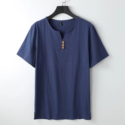 Men's T-Shirt | Button-Neck Relaxed Fit