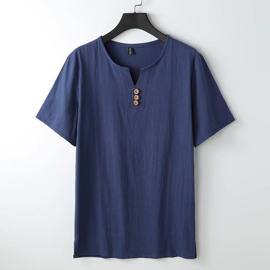 Men's T-Shirt | Button-Neck Relaxed Fit