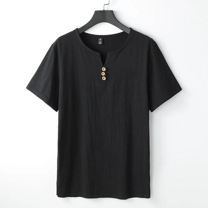 Men's T-Shirt | Button-Neck Relaxed Fit