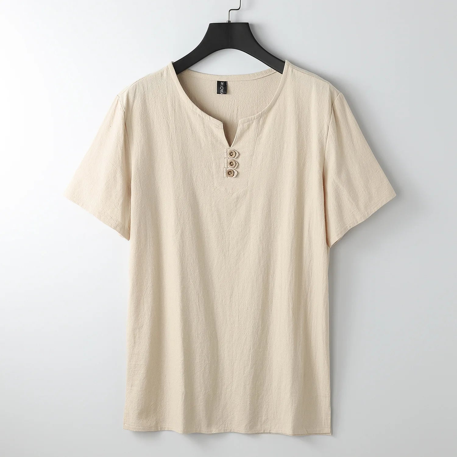 Men's T-Shirt | Button-Neck Relaxed Fit