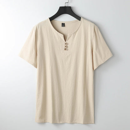 Men's T-Shirt | Button-Neck Relaxed Fit