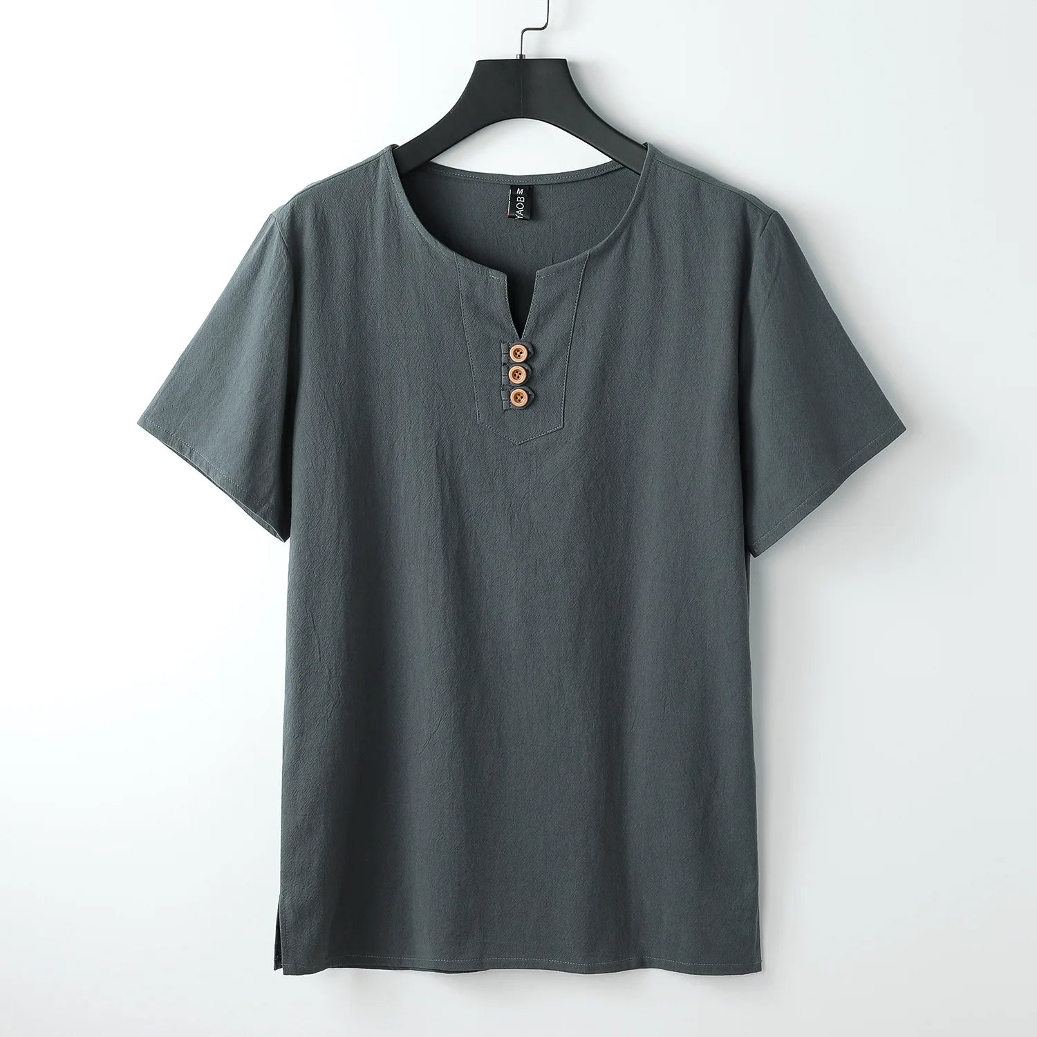 Men's T-Shirt | Button-Neck Relaxed Fit