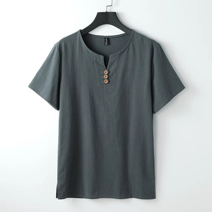 Men's T-Shirt | Button-Neck Relaxed Fit