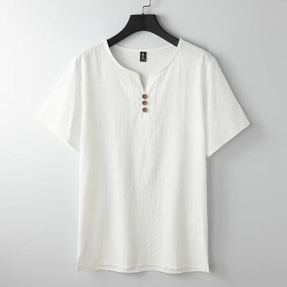 Men's T-Shirt | Button-Neck Relaxed Fit