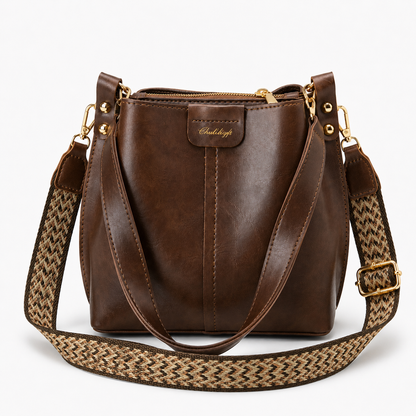 Women's Bucket Shoulder Bag | Two Straps & Vintage Finish 11