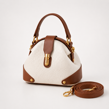 Women's Two-Tone Handbag | Doctor-Frame Shape & Hardware 18