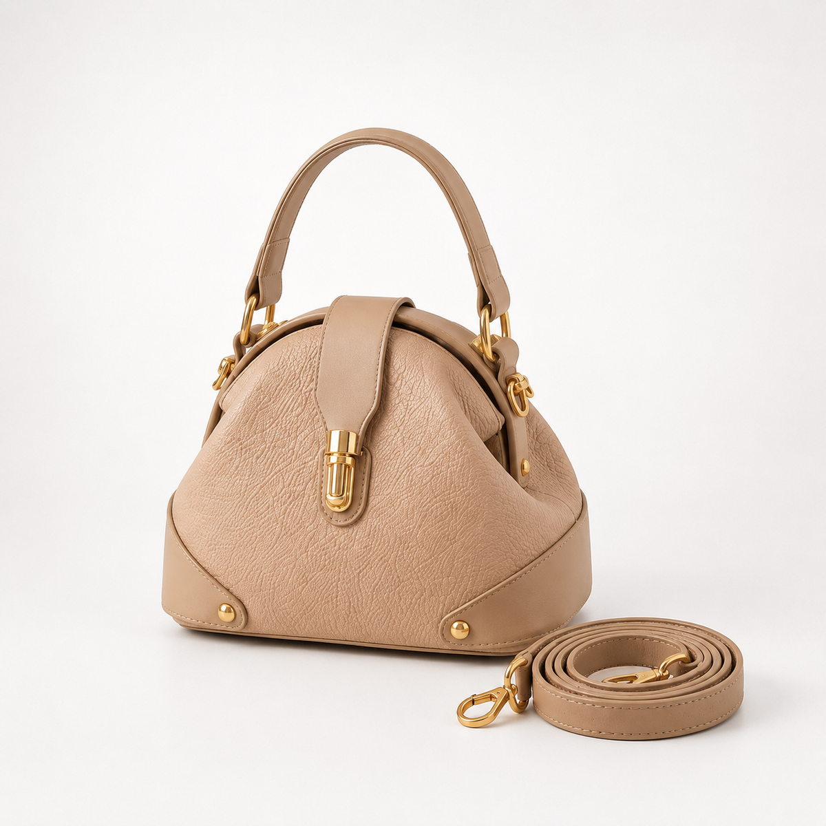 Women's Two-Tone Handbag | Doctor-Frame Shape & Hardware 17