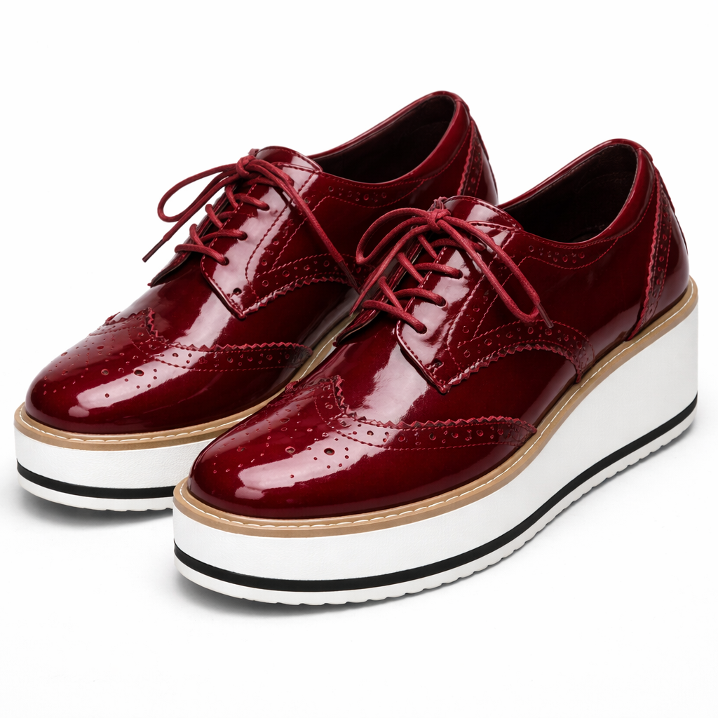 Women's Platform Oxfords Lace Up Chunky Sole Shoes 4