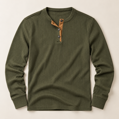 Men's Rib-Knit Henley Shirt | Three-Button Placket & Stretch Comfort 6