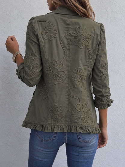 Women's Embroidered Ruffle Jacket | Elegant Everyday Fit 2