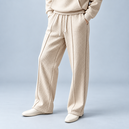 Men's Waffle Knit Baggy Sweatpants Drawstring Joggers Pockets 1