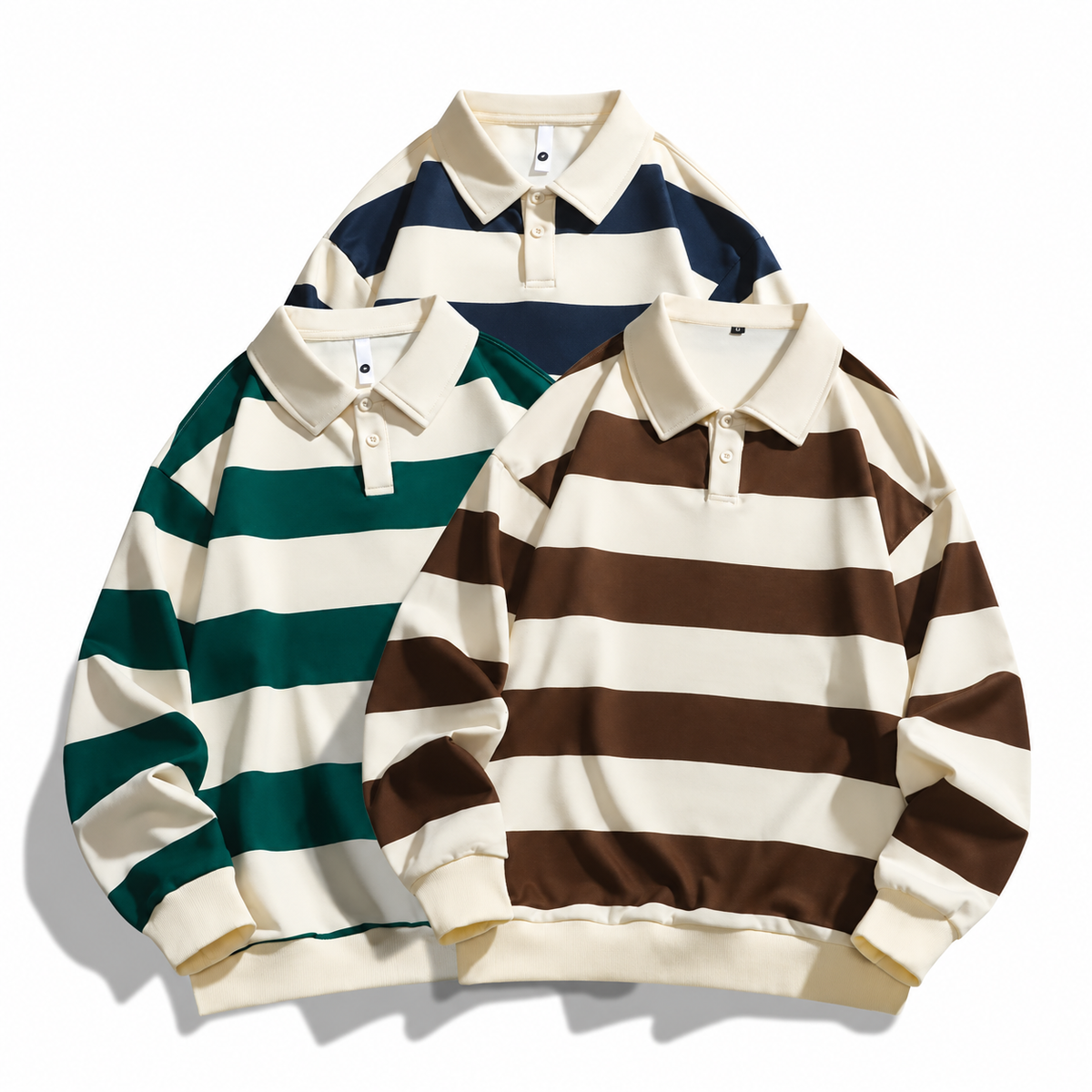 Men's Rugby Shirt | Classic Stripe & Ribbed Trim 7