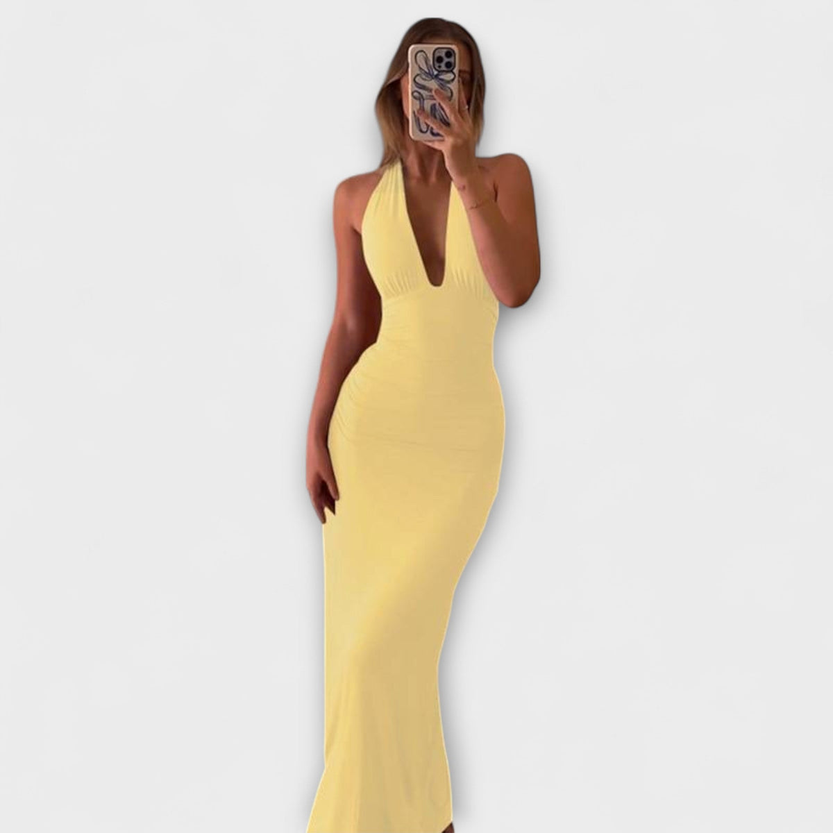 Chic Backless Halter Neck Evening Gown