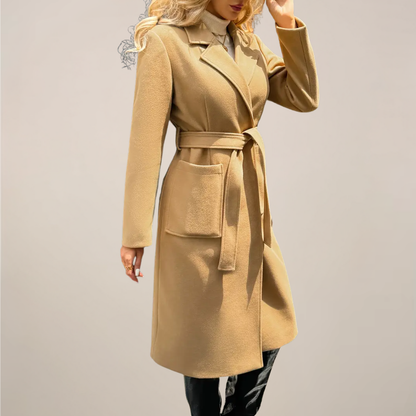 Chic Belted Long Coat for Fall & Winter Wear