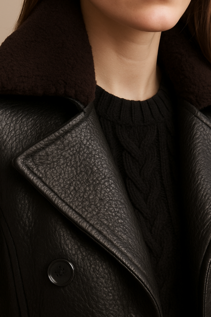 Chic Black Faux Leather Trench Coat for Stylish Occasions