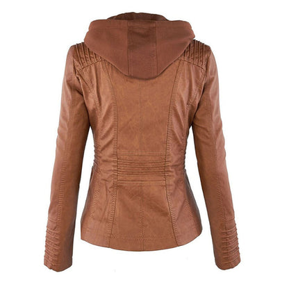 Chic Brown Hooded Zip-Up Jacket for All Seasons