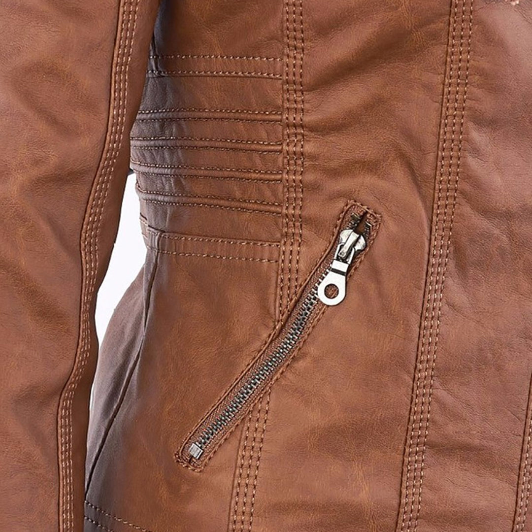Chic Brown Hooded Zip-Up Jacket for All Seasons