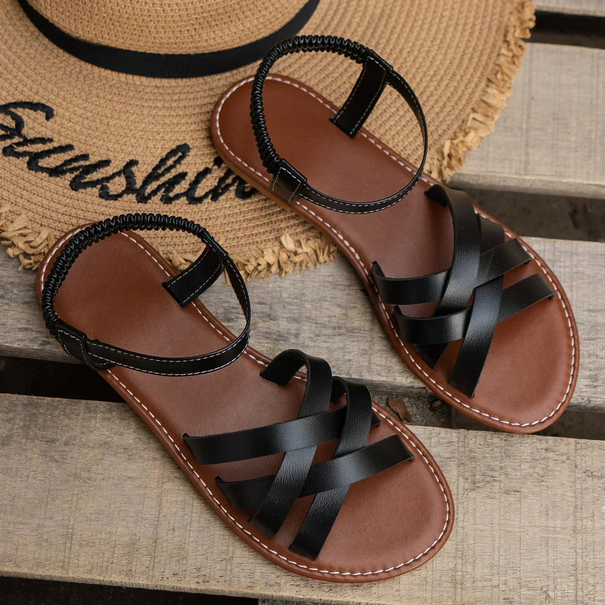 Chic Crisscross Strap Women’s Slip-On Sandals for Summer