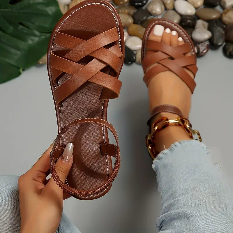 Chic Crisscross Strap Women’s Slip-On Sandals for Summer