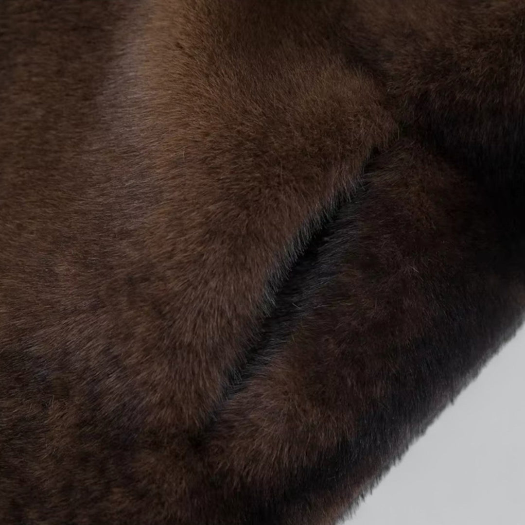 Chic Dark Brown Long Faux Fur Coat for Winter Wear