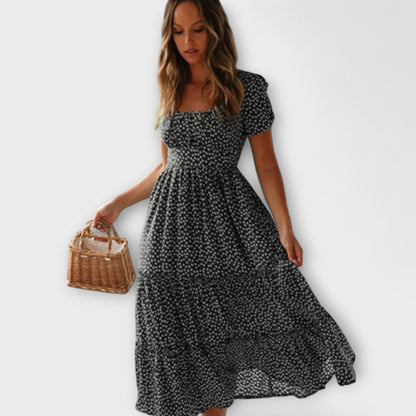 Chic Floral Puff Sleeve Maxi Dress for Events