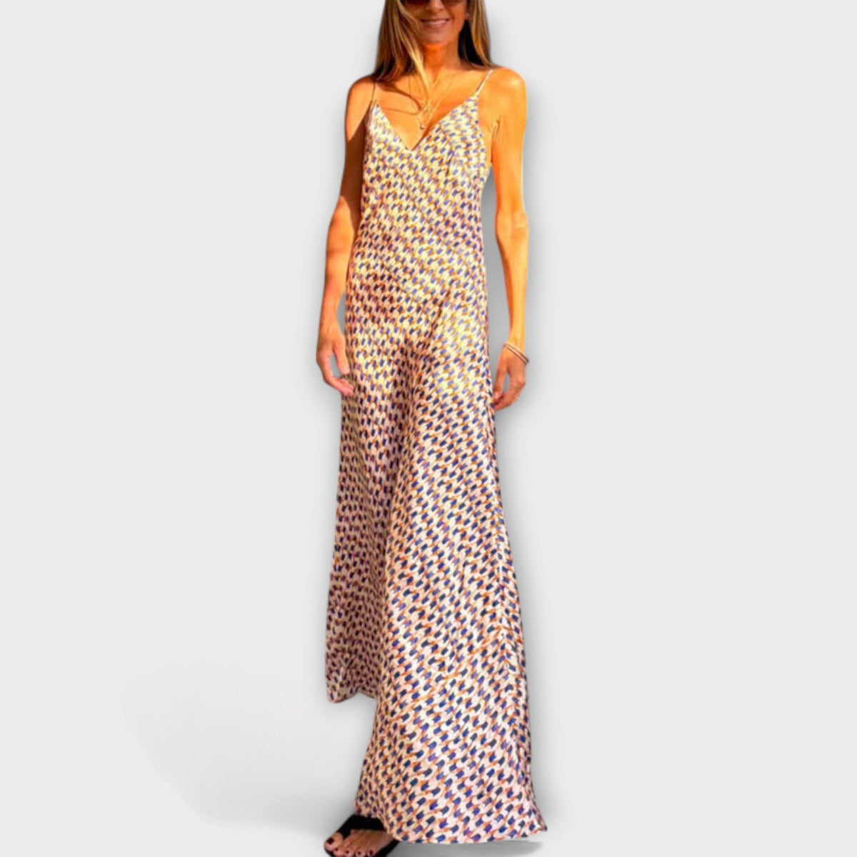 Chic Geometric Print Maxi Dress for Any Occasion