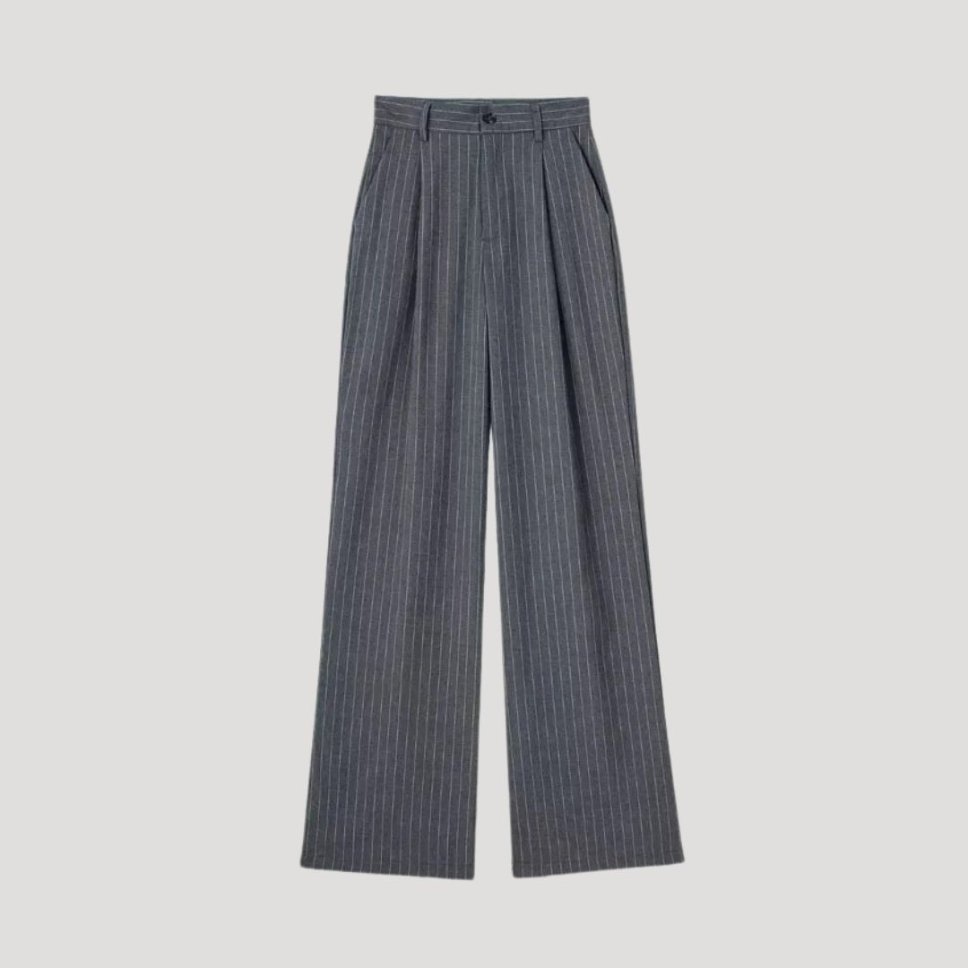Chic High-Waist Pinstripe Wide-Leg Trousers for Work & Events