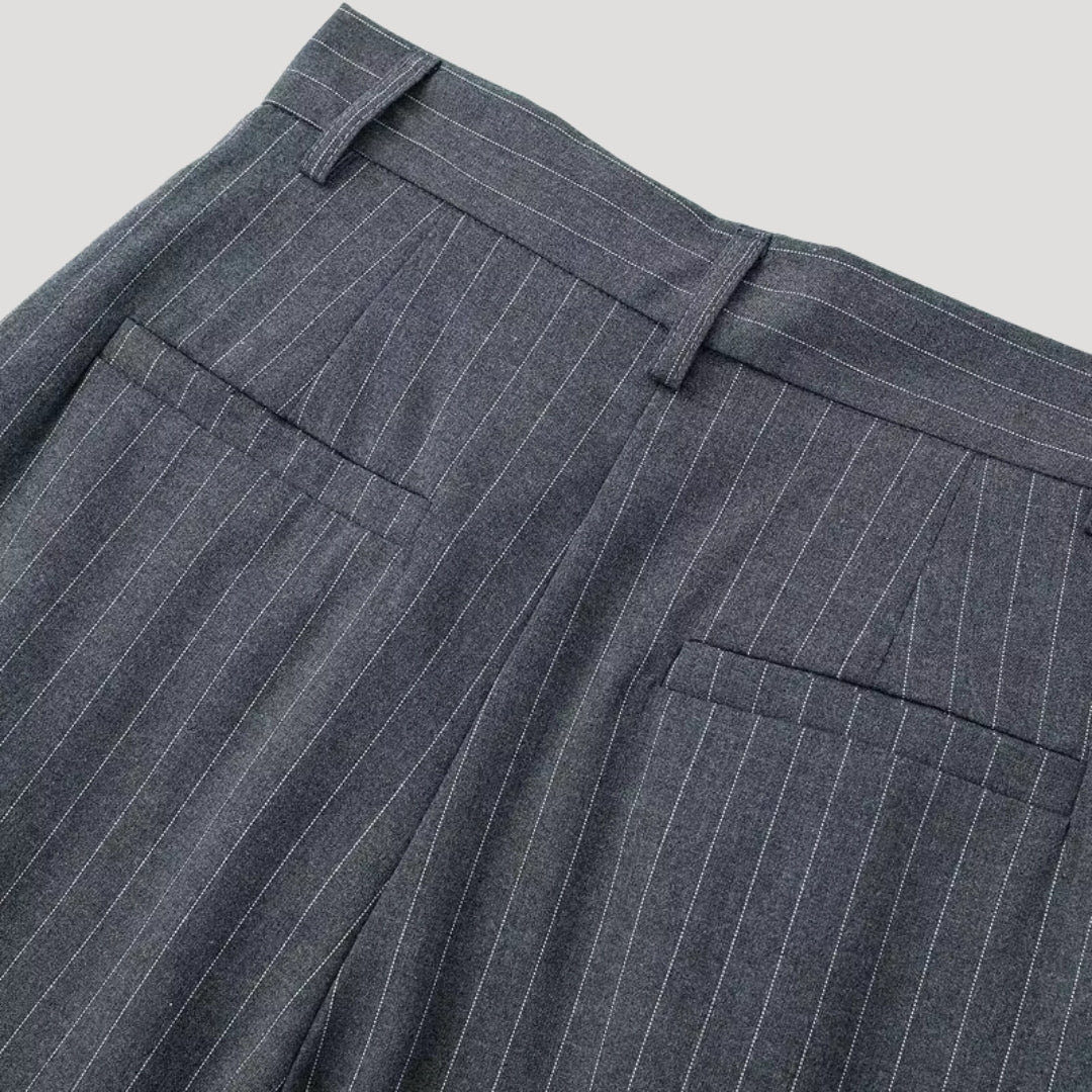 Chic High-Waist Pinstripe Wide-Leg Trousers for Work & Events