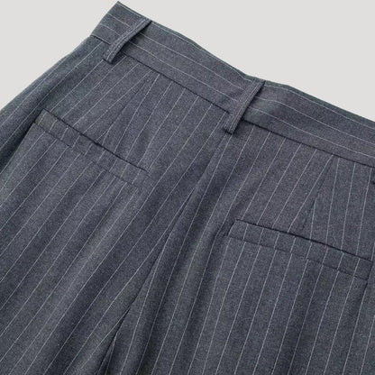 Chic High-Waist Pinstripe Wide-Leg Trousers for Work & Events