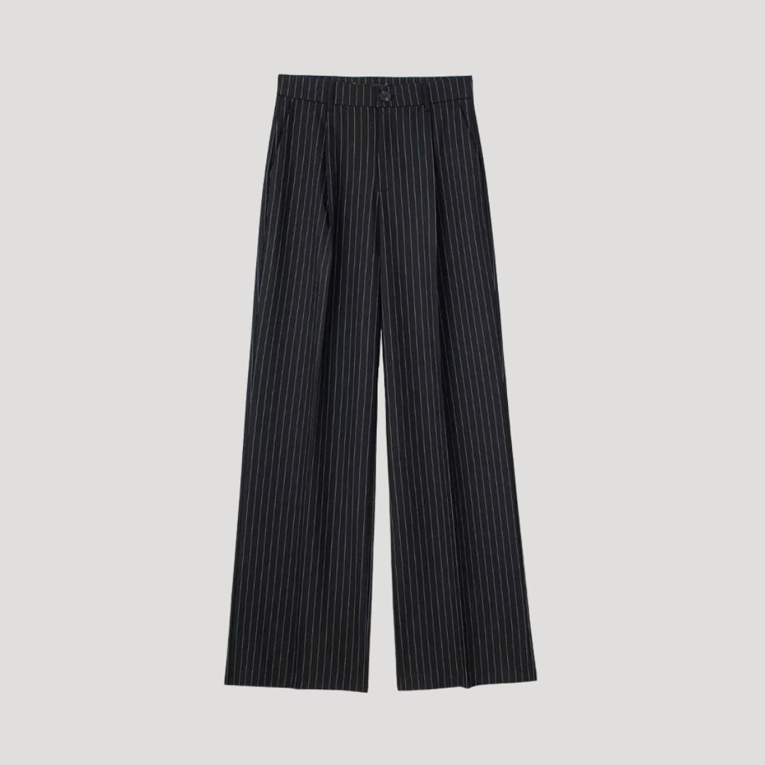 Chic High-Waist Pinstripe Wide-Leg Trousers for Work & Events