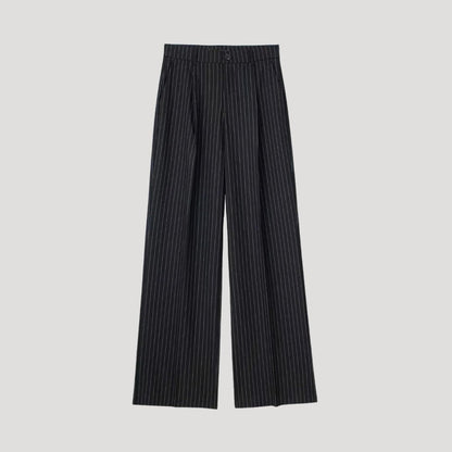 Chic High-Waist Pinstripe Wide-Leg Trousers for Work & Events