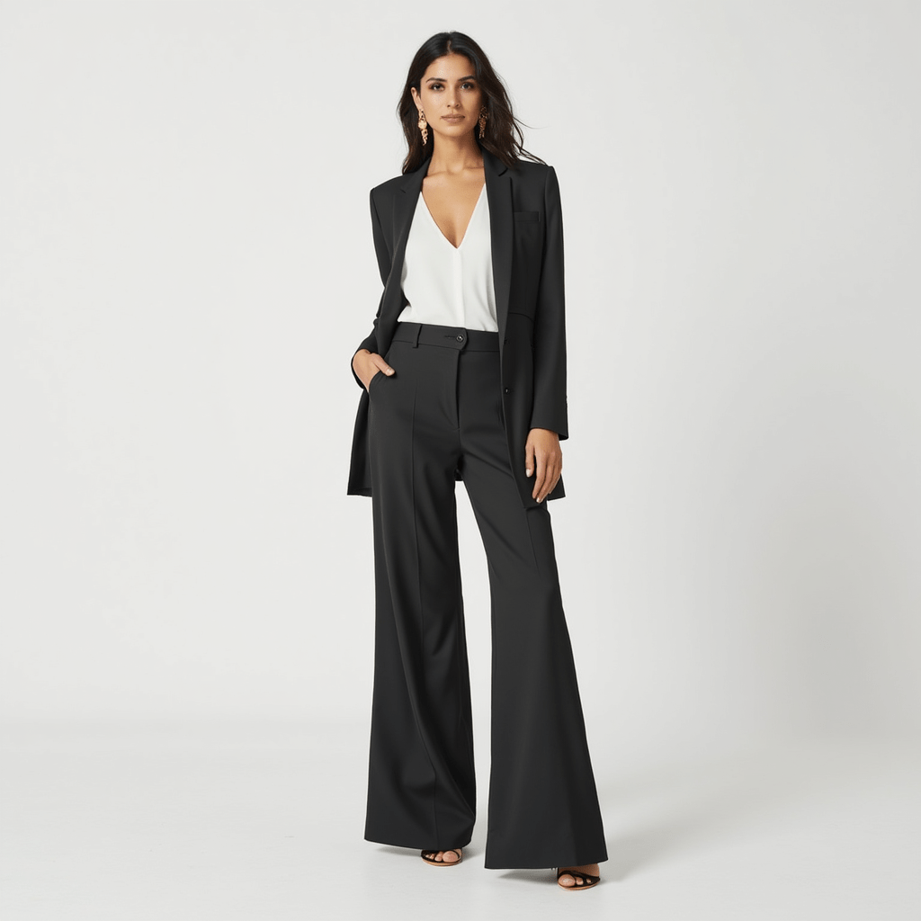 Chic High-Waist Pinstripe Wide-Leg Trousers for Work & Events