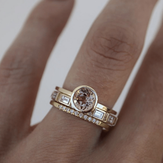 Chic Inlaid Crystal Gold Ring Set for Stylish Occasions