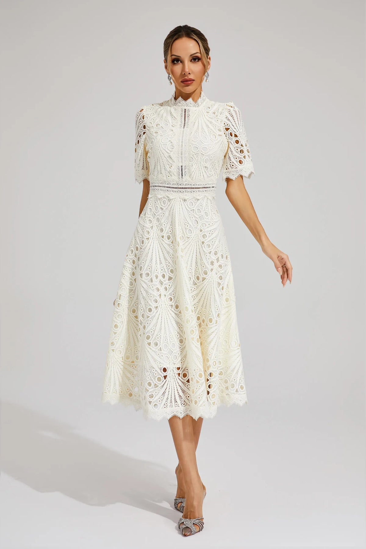 Chic Lace Midi Dress for Weddings & Events