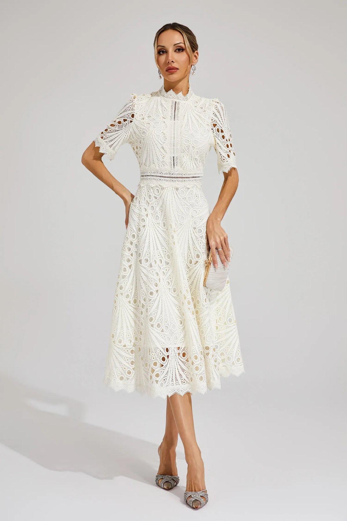 Chic Lace Midi Dress for Weddings & Events