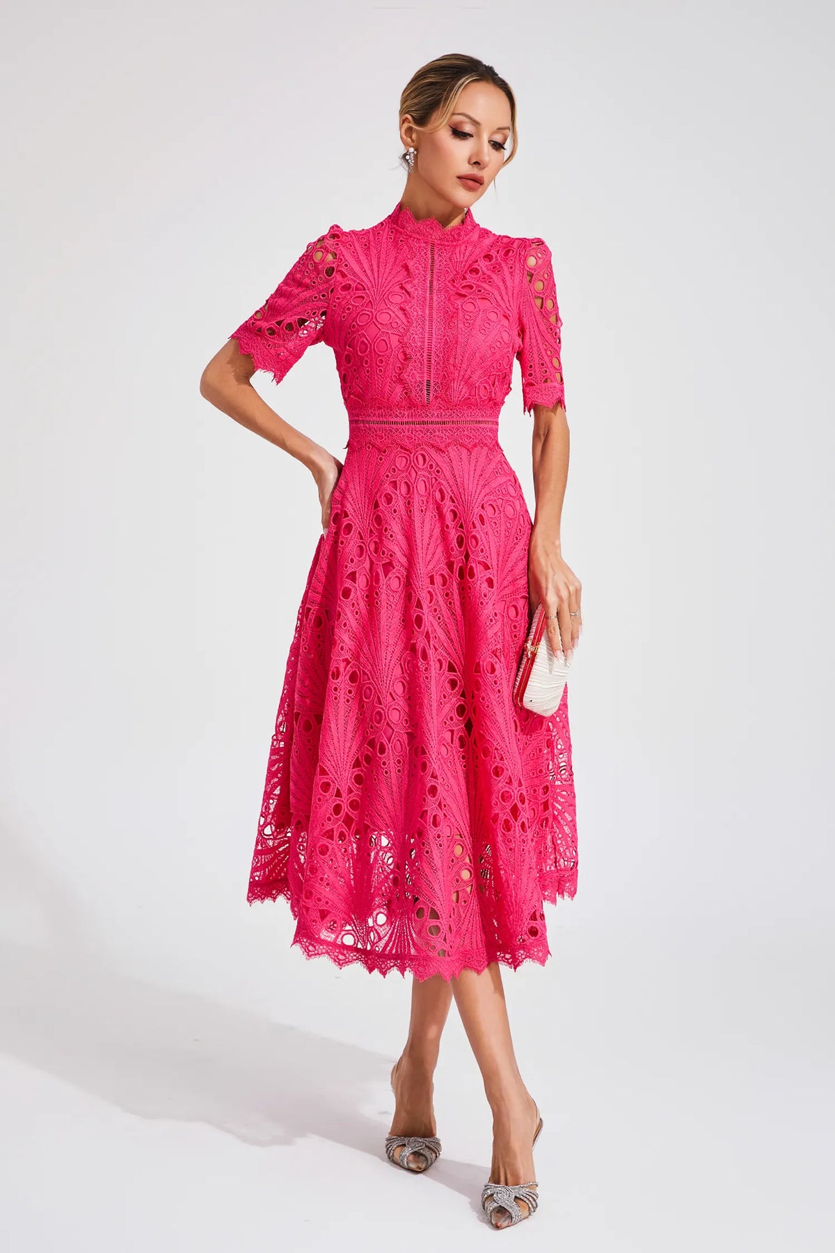 Chic Lace Midi Dress for Weddings & Events