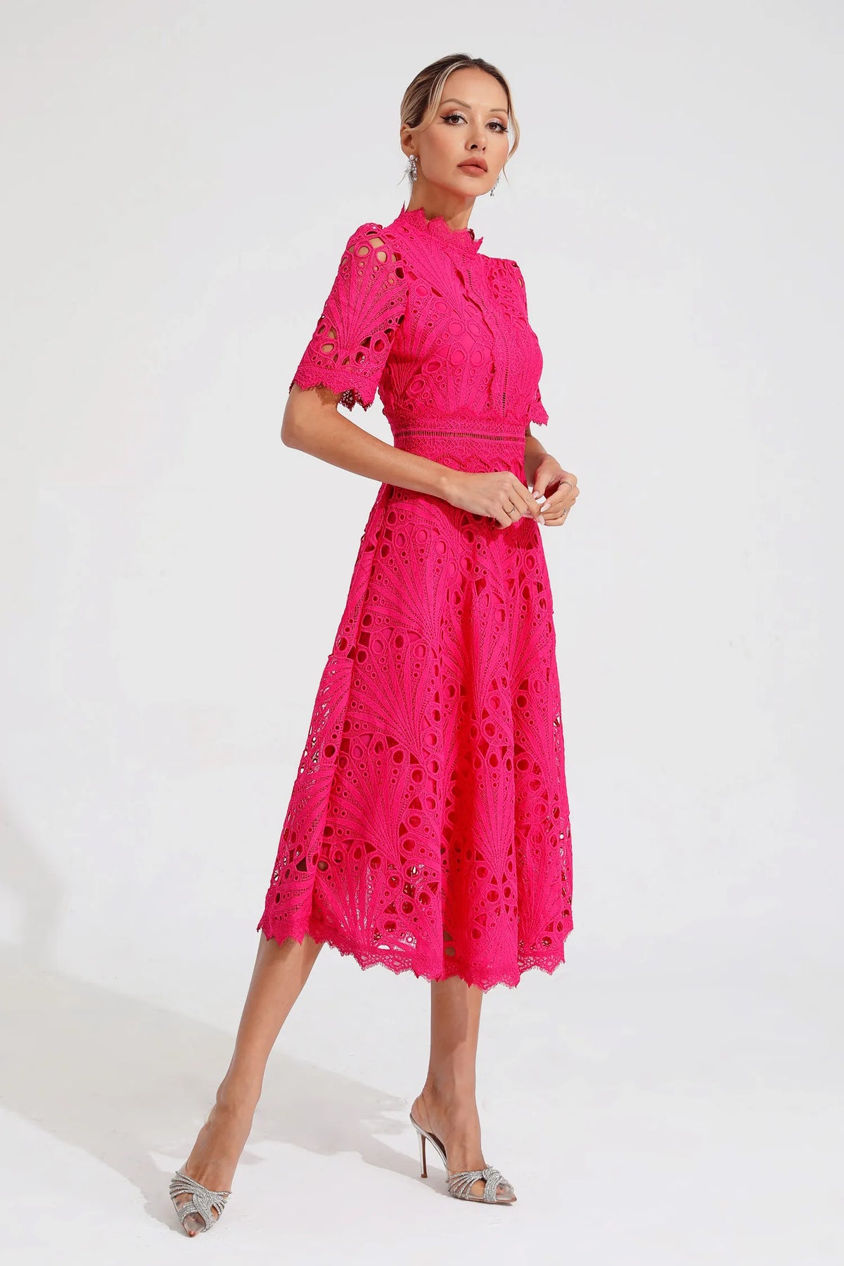 Chic Lace Midi Dress for Weddings & Events
