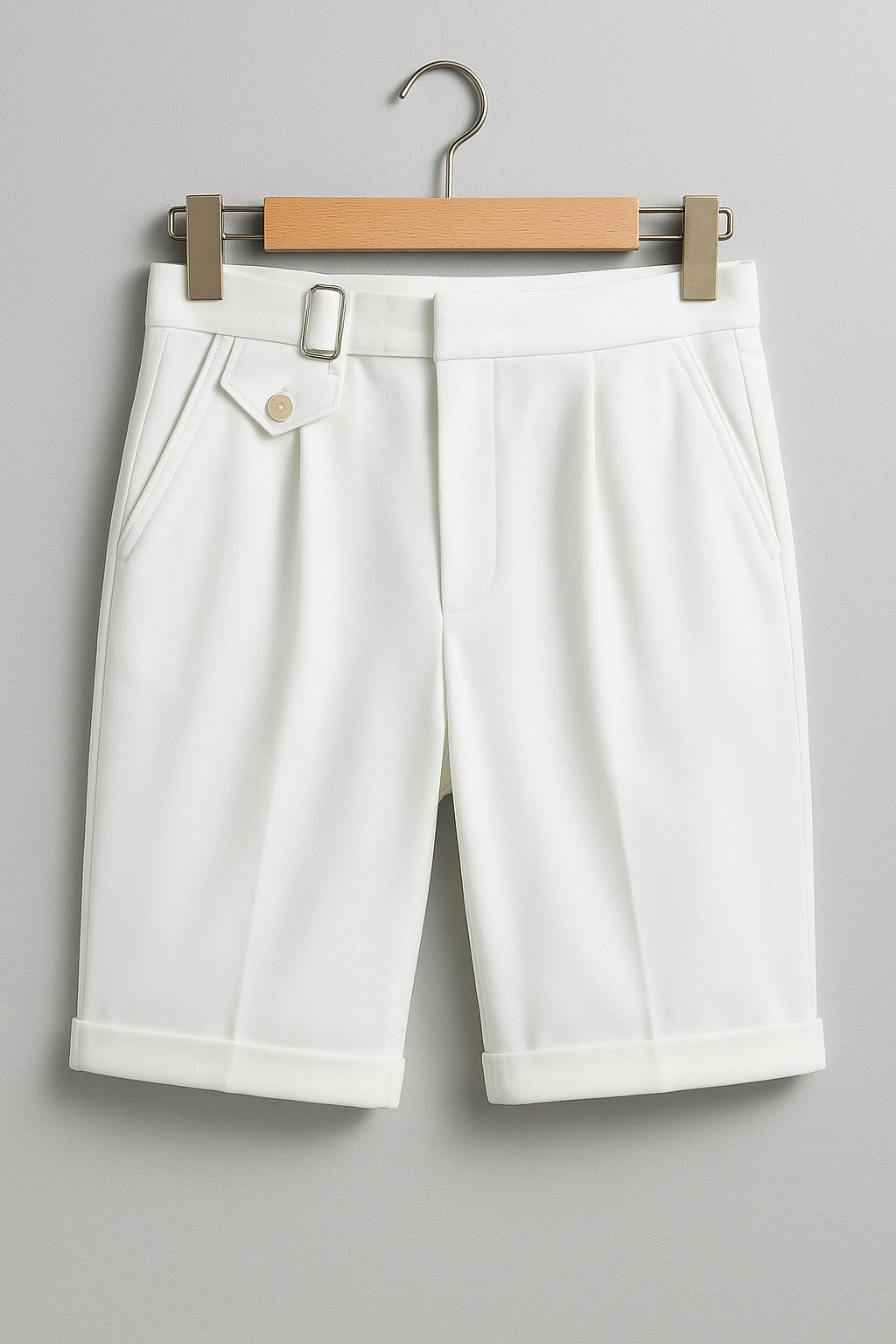 Chic Pleated Shorts with Side Buckles for Stylish Wear