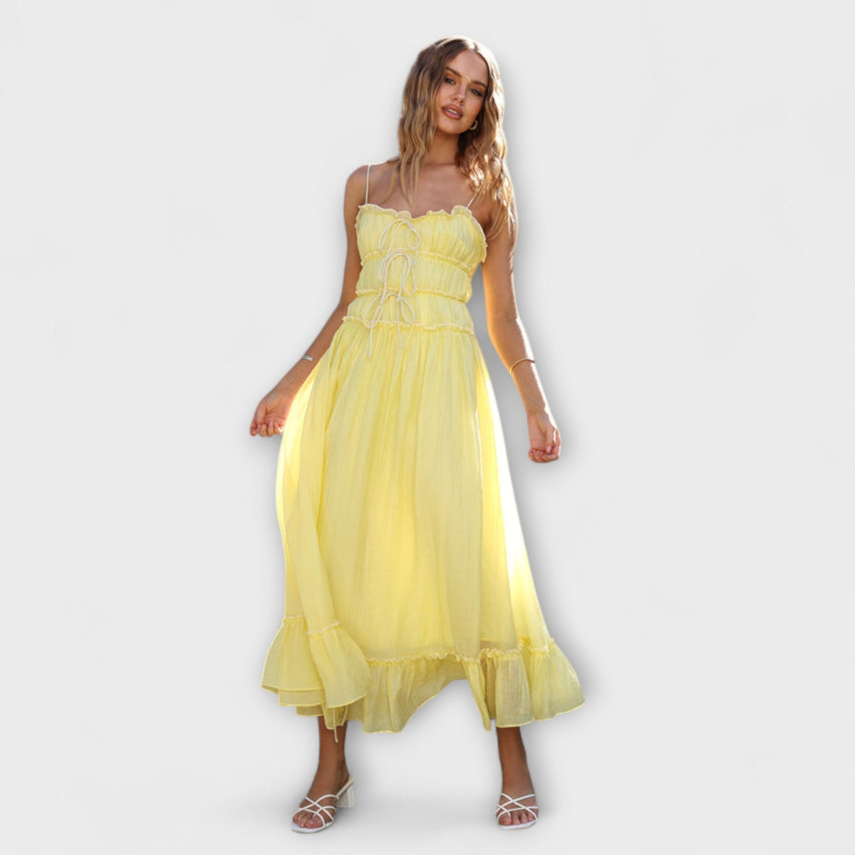 Chic Ruffled Hem Midi Dress for Events
