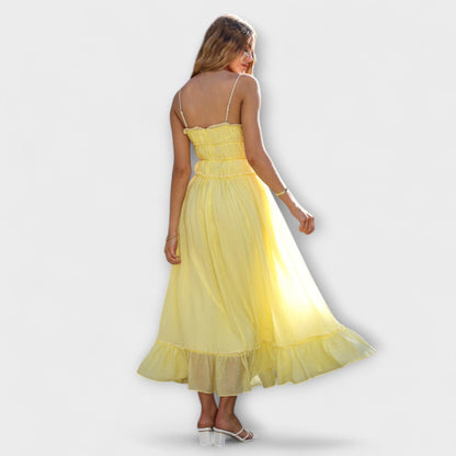 Chic Ruffled Hem Midi Dress for Events