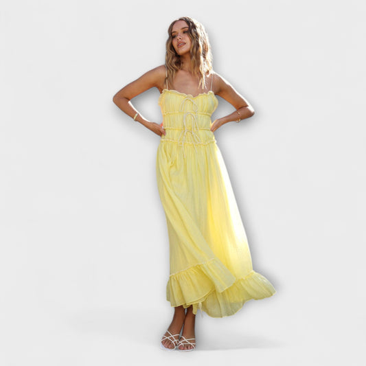 Chic Ruffled Hem Midi Dress for Events
